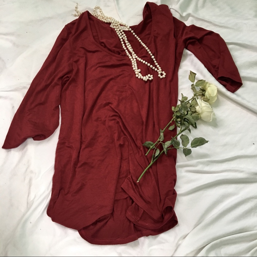Shanley long sleeve high low red top